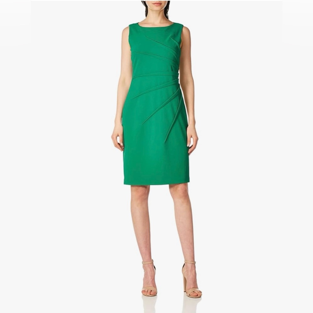 Calvin Klein Emerald Green Sleeveless Sheath Midi Dress